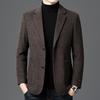 Men's Korean Style Winter Wool Suit Jacket - Slim Fit, Thickened for Business Casual