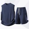 Men's Suit Casual Waistcoat European Size Loose Sleeveless T-shirt Men's Sports Vest Shorts Suit