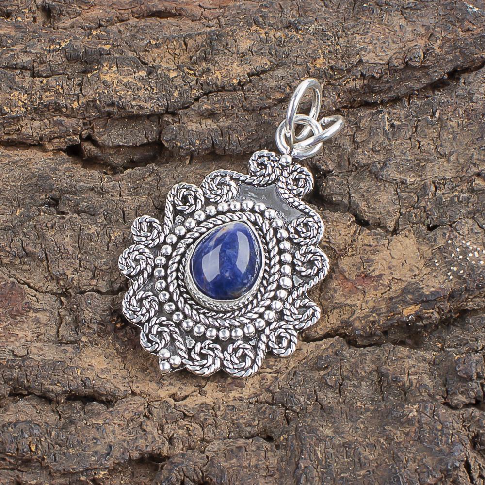 Sodalite Gemstone Pendant, 925 Solid Sterling Silver Jewelry, Handmade Beautiful Pendant For Wedding Gift