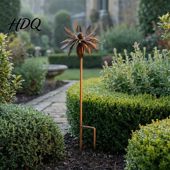 Artistic Outdoor Stake Vintage Rusty Cornflower Ground Stake 24 Inch Metal Wire Art Rustic Garden Decoration Decor Sculptures for Lawns Yard