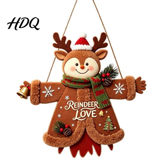 Xmas Window Decorations Wooden Christmas Hanging Pendant Cartoon Welcome Sign for Front Door Ornaments Wall Decor