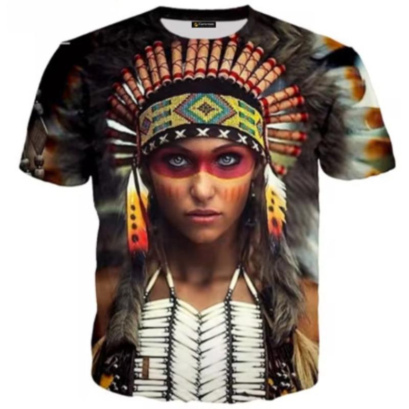 Indian 3D T-shirt Men's Casual O-neck Short Sleeve Indian Culture Printed Casual Summer Casa T-shirt