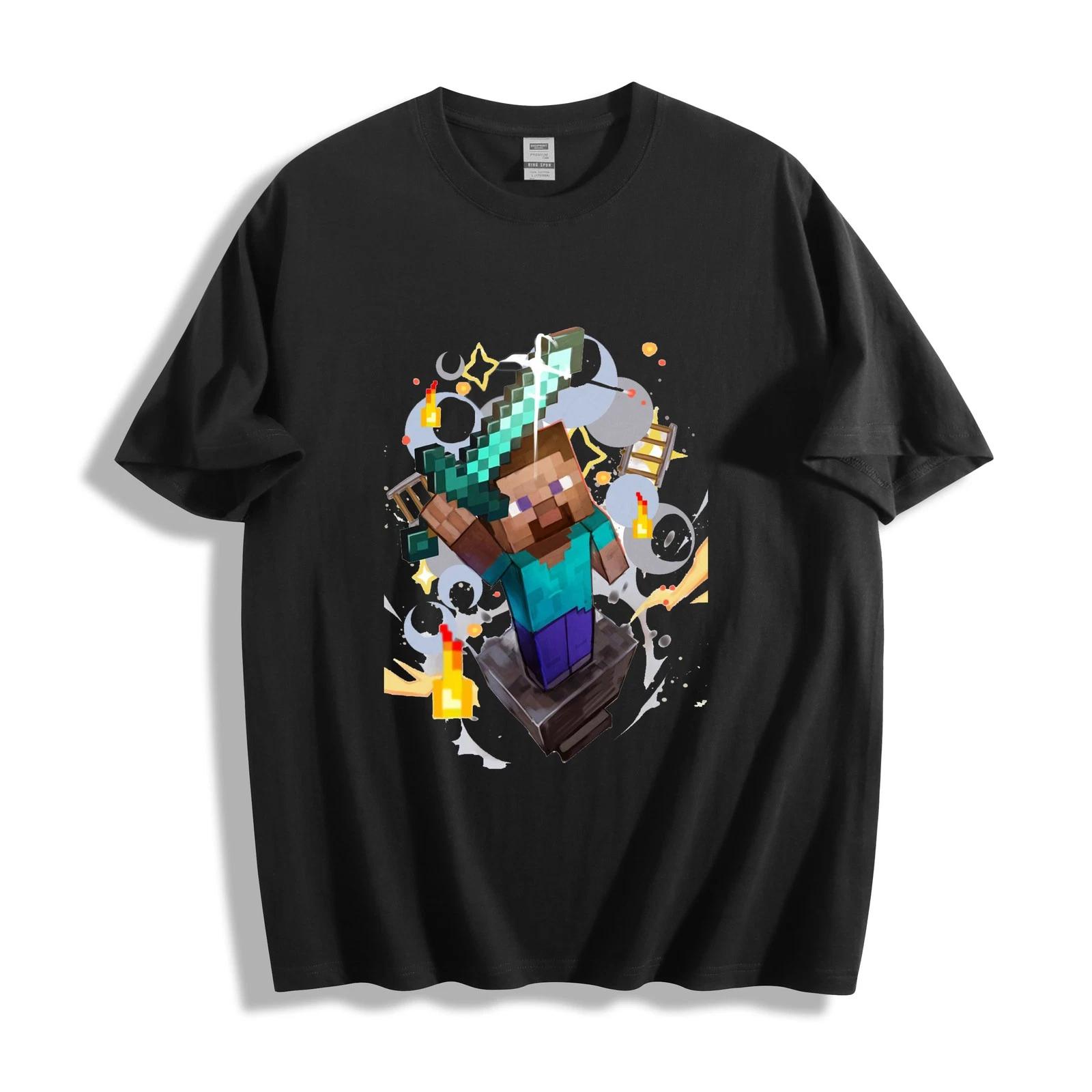Minecraft Steve T-Shirt - Diamond Sword Combat Design Unisex Tee S