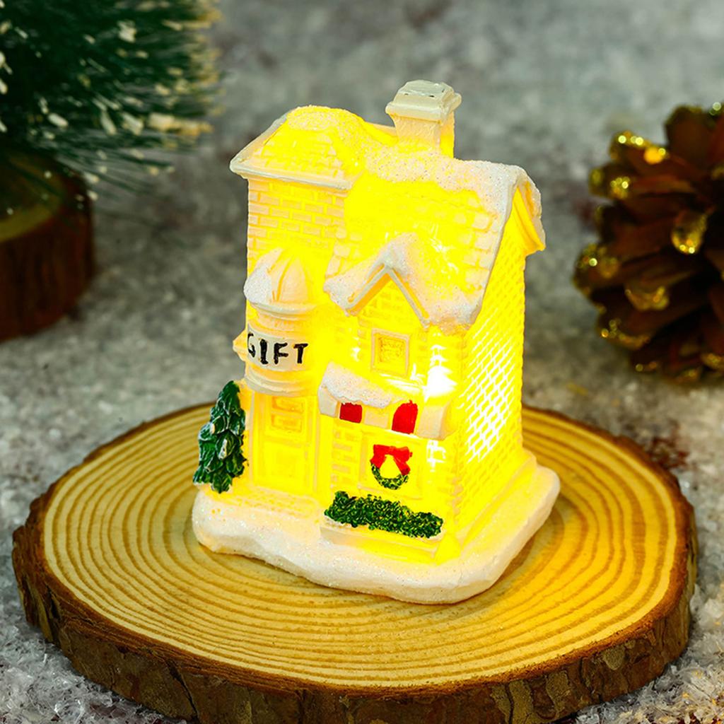 Christmas LED Light House Luminous Wooden Cabin Ornament Snow Scene Village Christmas Decoration For Home  New Year