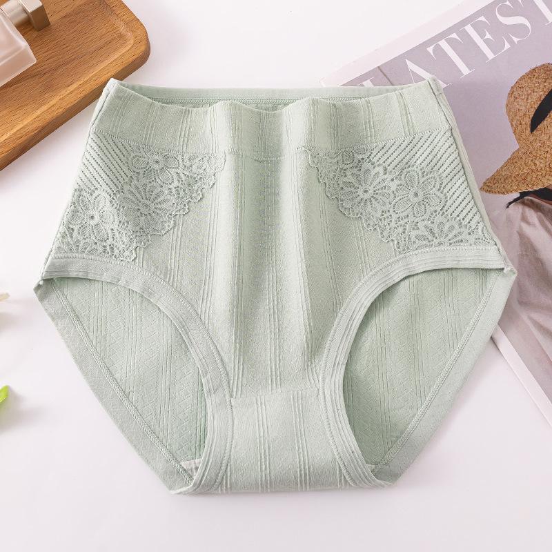 Large Size Female Spring and Autumn Pure Cotton Antibacterial High Waist Middle Aged and Elderly Briefs