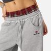 Pantalon de jogging unisexe rétro patchwork à carreaux brodé taille haute coupe ample coton-polyester 2025