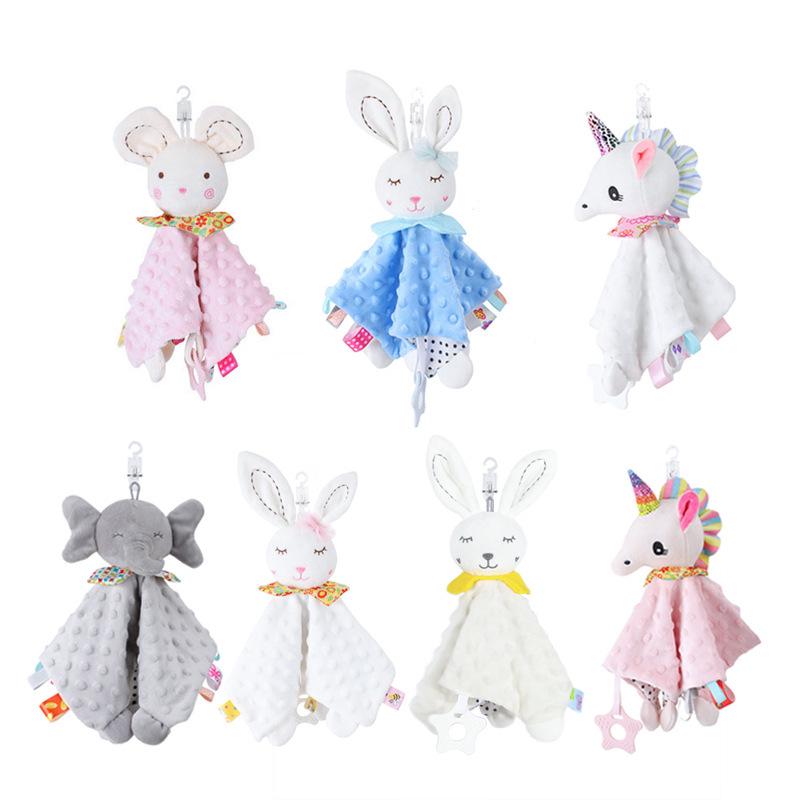 bbsky Cute Cartoon Animal Baby Soothing Towel with Plush Toy 