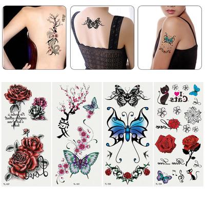 2 Sheets Women Sexy Flower Temporary Tattoo Sticker Body Decor Decal Waterproof