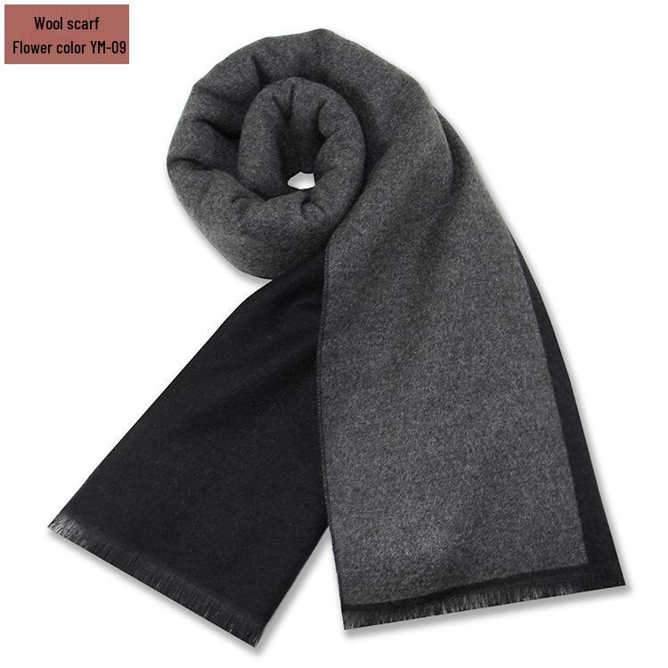 Męski szalik zimowy w czystą szarość w kratę, mieszanka wełny - gruby i ciepły