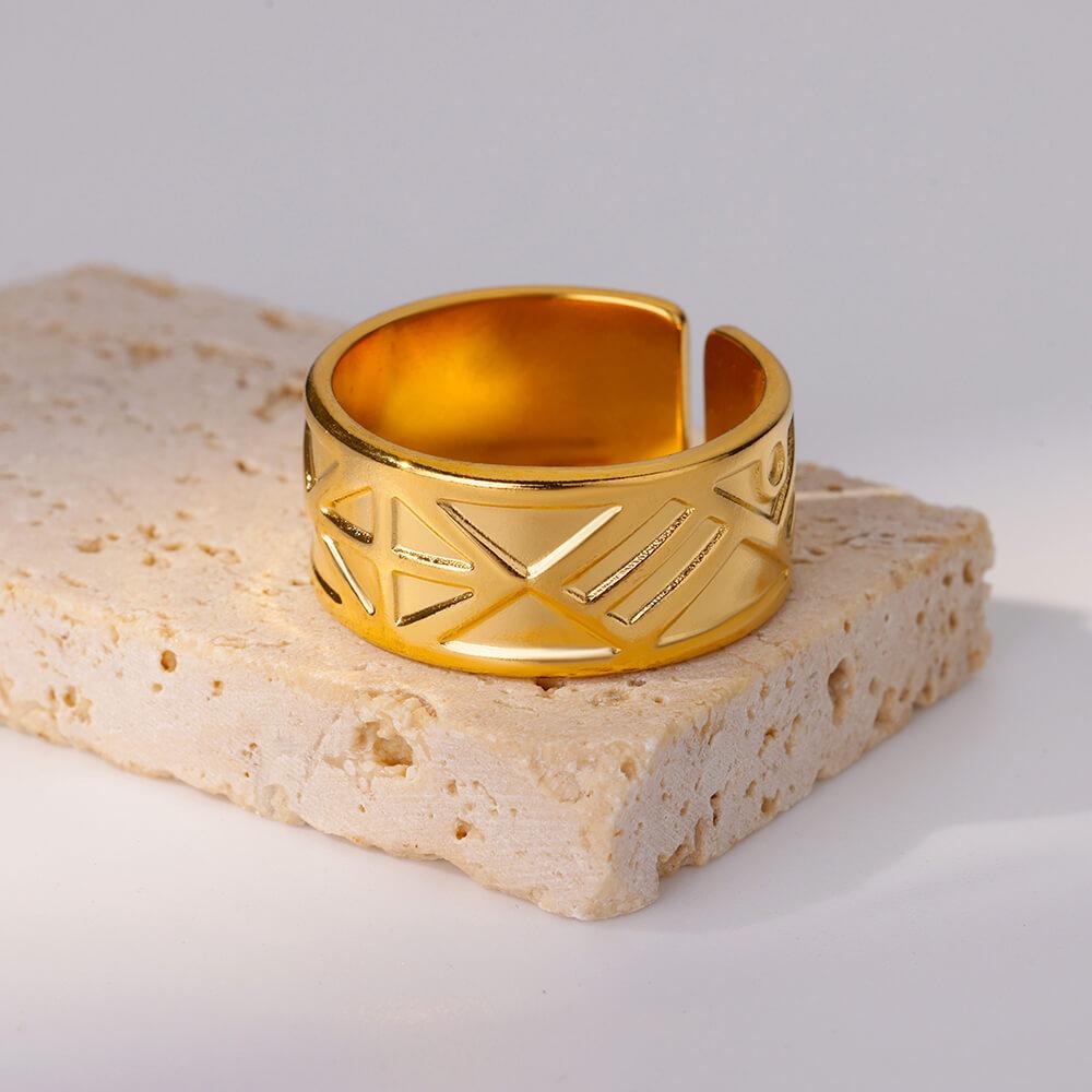 Stainless Steel Hollowed Rings Gold Color Open Finger Ring for Women Aesthetic Jewelry Accessories Birthday Gifts Anillos Mujer