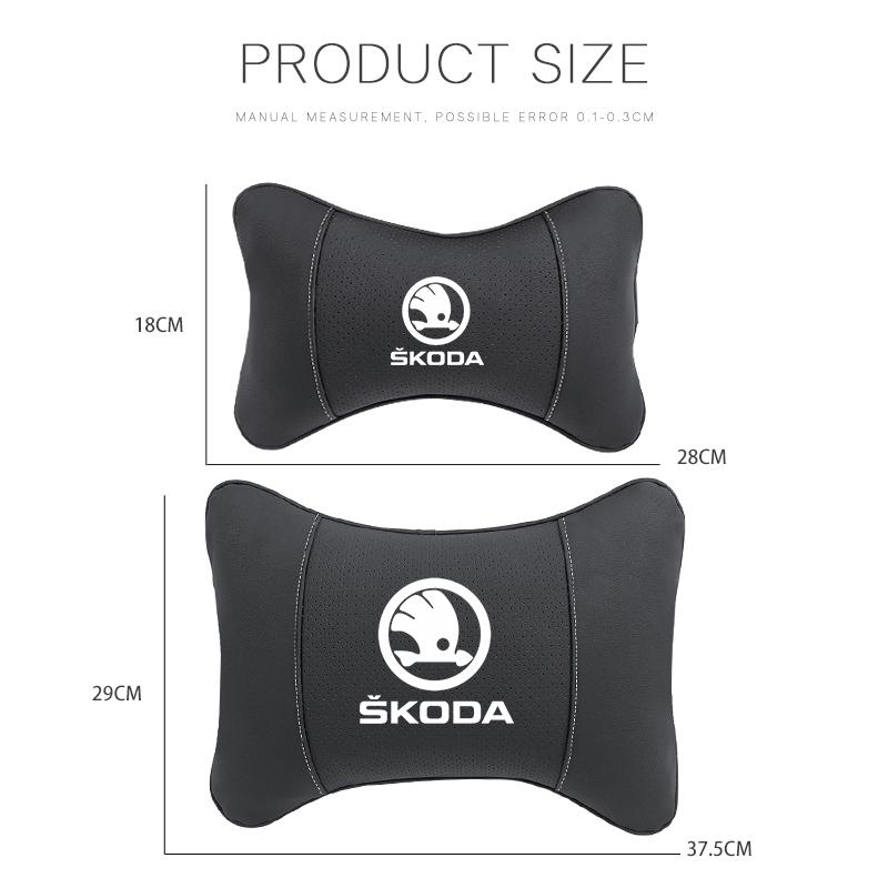 wbglh0 1Pcs Car Seat Headrest Auto Logo Neck Pillow For New Skoda Octavia Kodiaq Fabia Superb Karoq Yeti Rapid Mk3 Vrs Kamiq Derivati