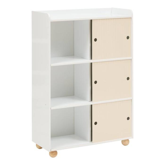 Meuble de rangement 3 portes 2 niveaux "Bouli" beige Atmosphera for Kids