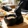 Kids Craft Paintable Bowl 3D Printed Easter Bunny Candy Bowl, Cute Rabbit Holding Figurine, DIY White Desk Smooth Surface Decor for Living Room