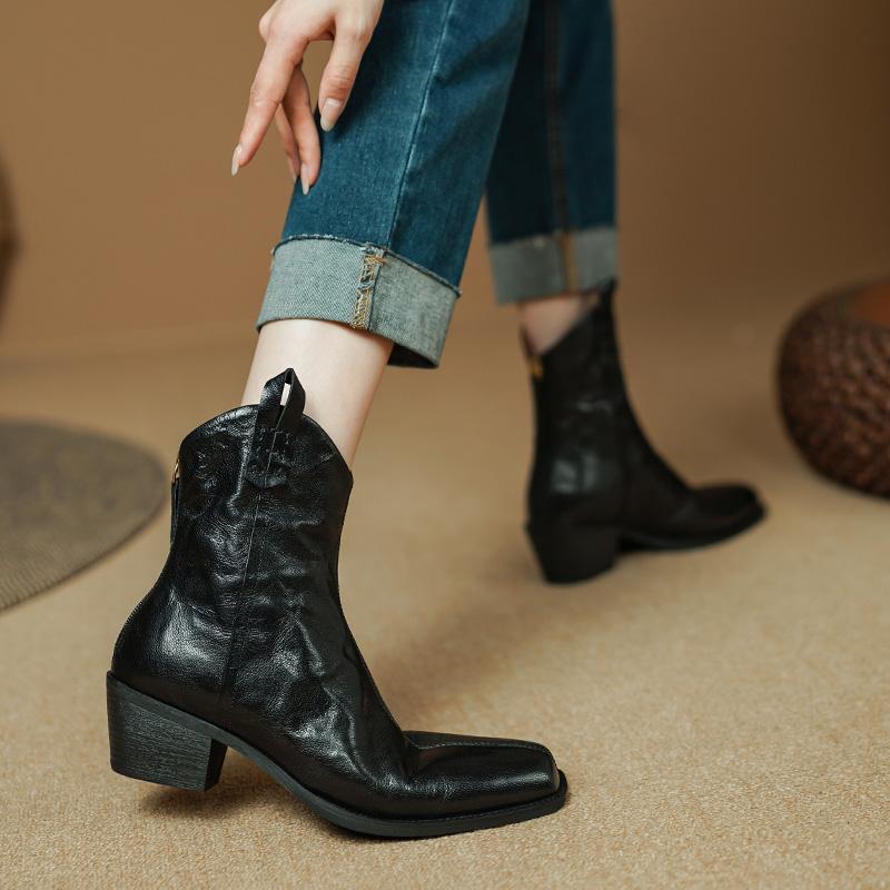 2024 Новые осенние женские сапоги с квадратным носком и толстым каблуком для женщин — фото 6