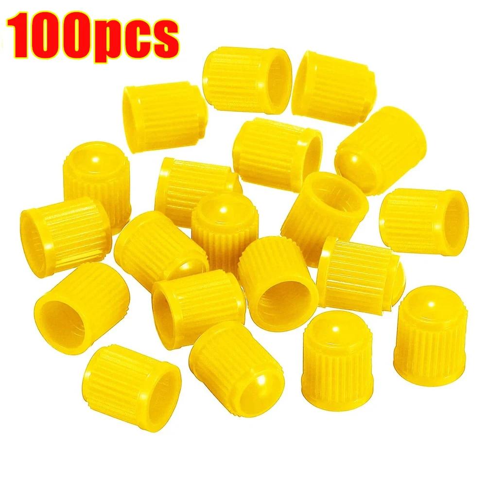 100pcs Car Tire Valve Plastic Black Bike Tyre Valve Caps with O Seal Ring Dome Shape Dust Valve for Car Bicycles Motorcycles