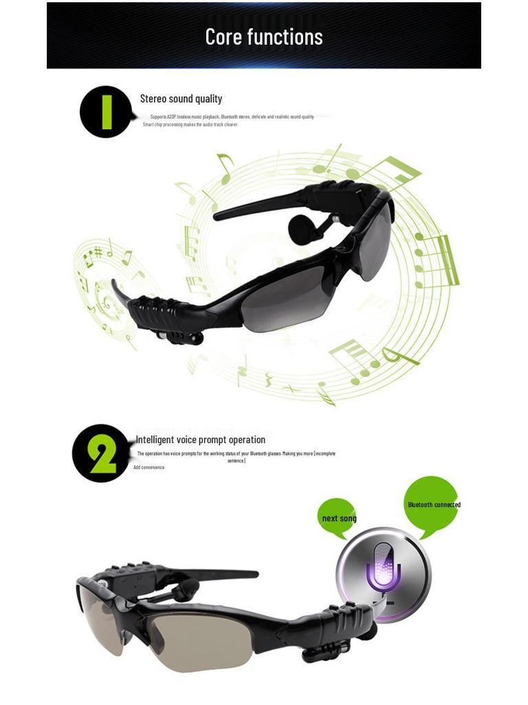 Smarte Bluetooth-Brille mit integrierten Musik-Ohrhörern