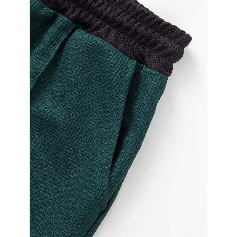 Mens Casual Color Block Breathable Thin Beach Shirt Shorts Set