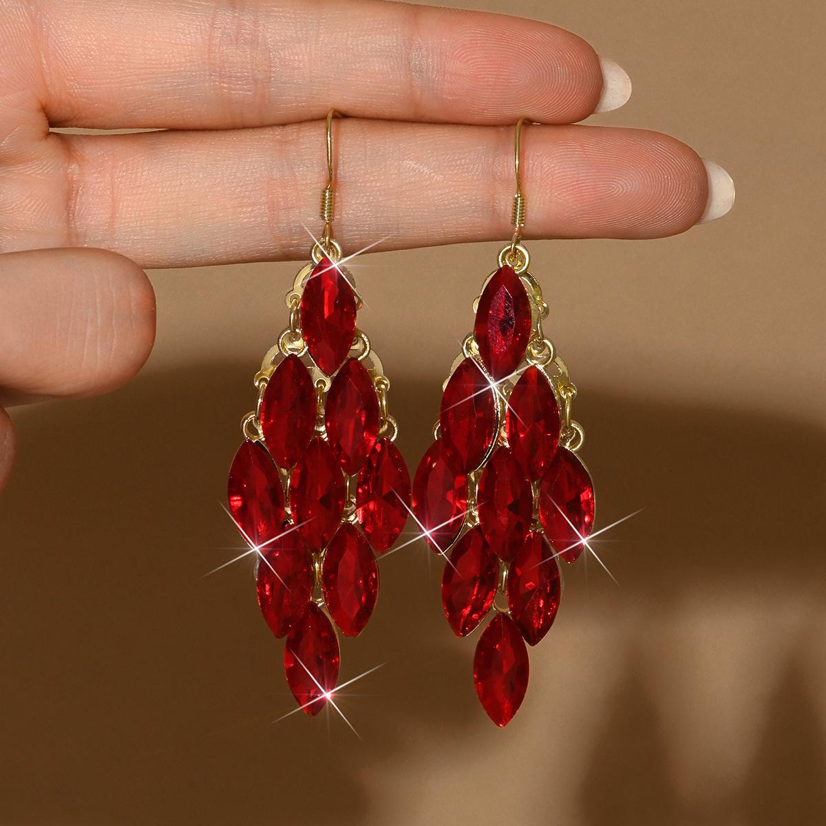 Серьги-крючки с бриллиантовым листом и бахромой, Тяжелая промышленность, Преувеличенные серьги для личности, Легкая роскошь, Премиальные серьги, Женские