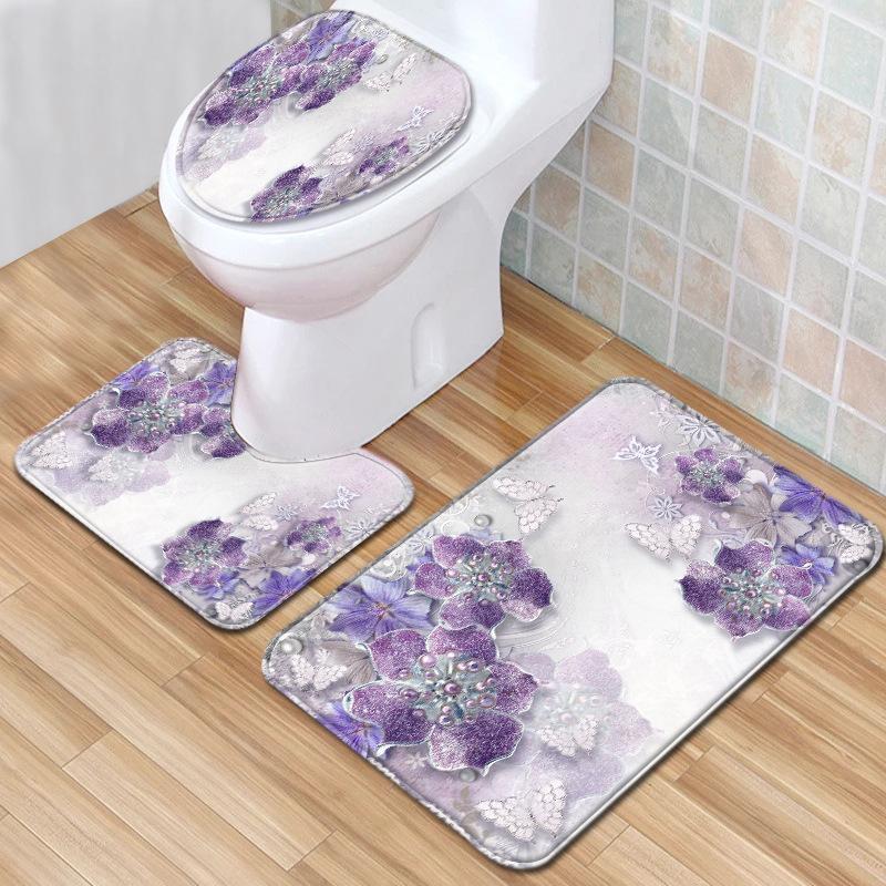 World Scenery Toilet Three-Piece Floor Mat Bathroom 3-Piece Mat Carpet Door Mat Is Now