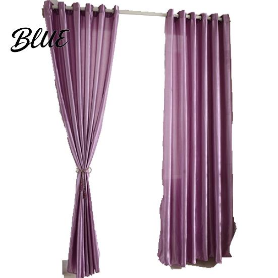 1Pc Through Rod Curtain Drape Door Color Panel Window Solid Room Blackout