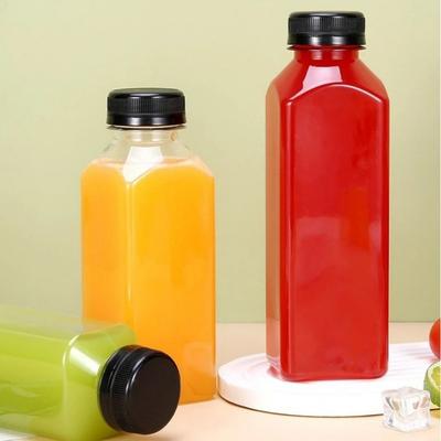 Tragbare 250/350/500ml Saftflaschen aus Kunststoff, quadratische Milchtee-Flasche, auslaufsicher, durchsichtig, wiederbefüllbare Wasserflasche, leicht zu reinigen