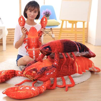 Simulation Big Lobster Throw Pillow Plush Toy Doll Crayfish Black and Red Lobster Doll Boys Funny Doll