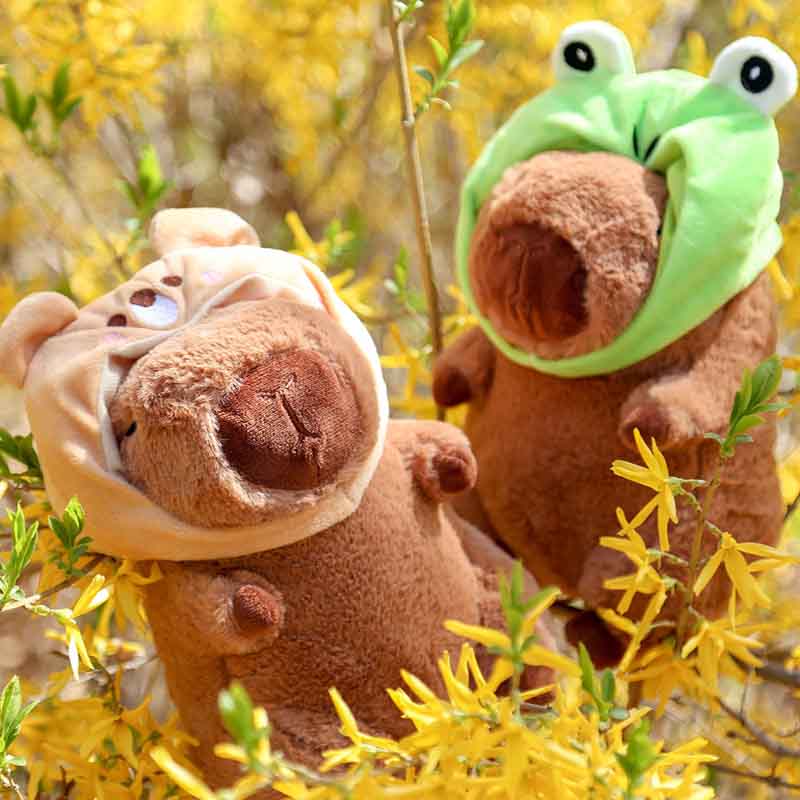 2325Cm Hat Kapibara Doll Plush Simulation Capibara Anime Fluffty Toy Cute Doll Stuffed Animals Soft Doll Plush Christmas Gifts