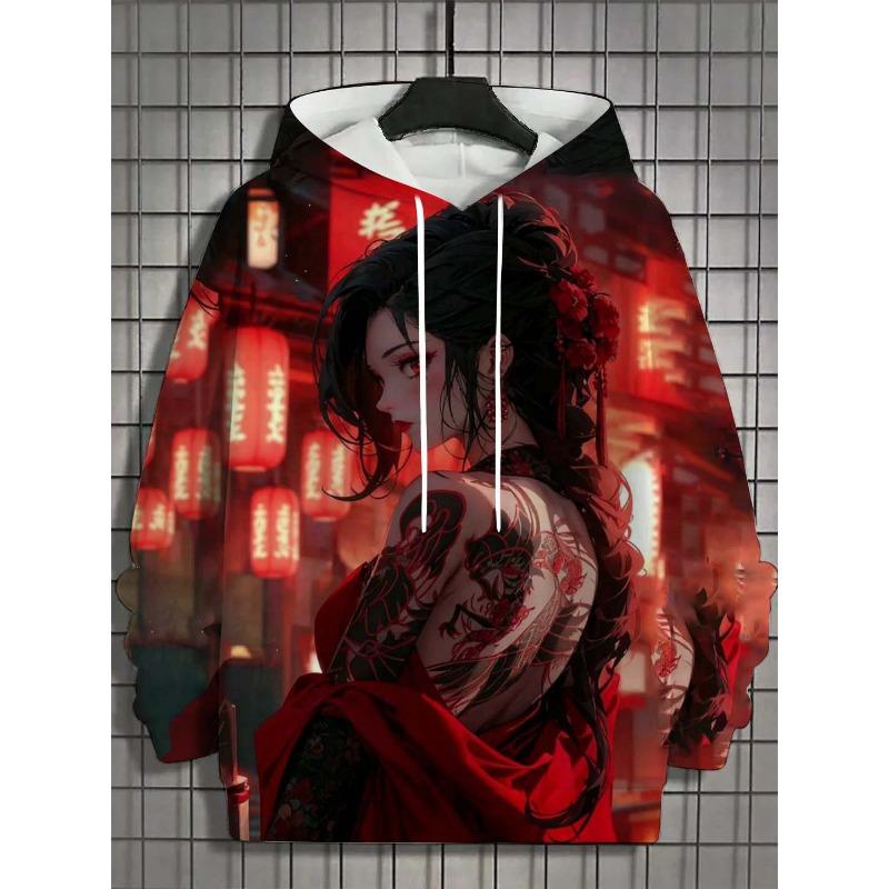 2026 New Men's Samurai Girl Hoodies Fashion Daily Sweatshirts Street Anime Tracksuit Personality Unisex Party Pullovers