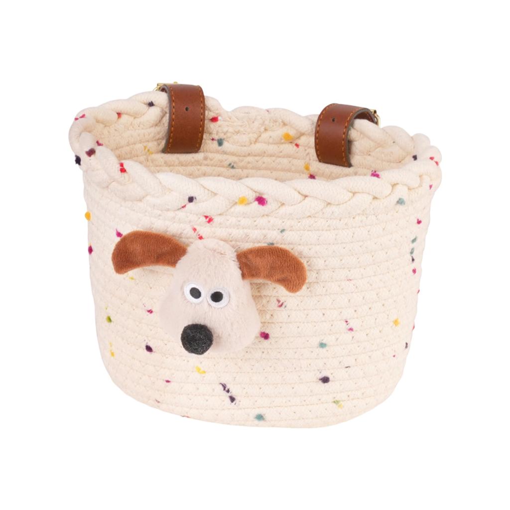 Cestino Anteriore per Bicicletta da Bambino in Corda Intrecciata Design Animale dei Cartoni Animati Cestino Portaoggetti per Manubrio per Bambini Bicicletta da Montagna e Monopattino