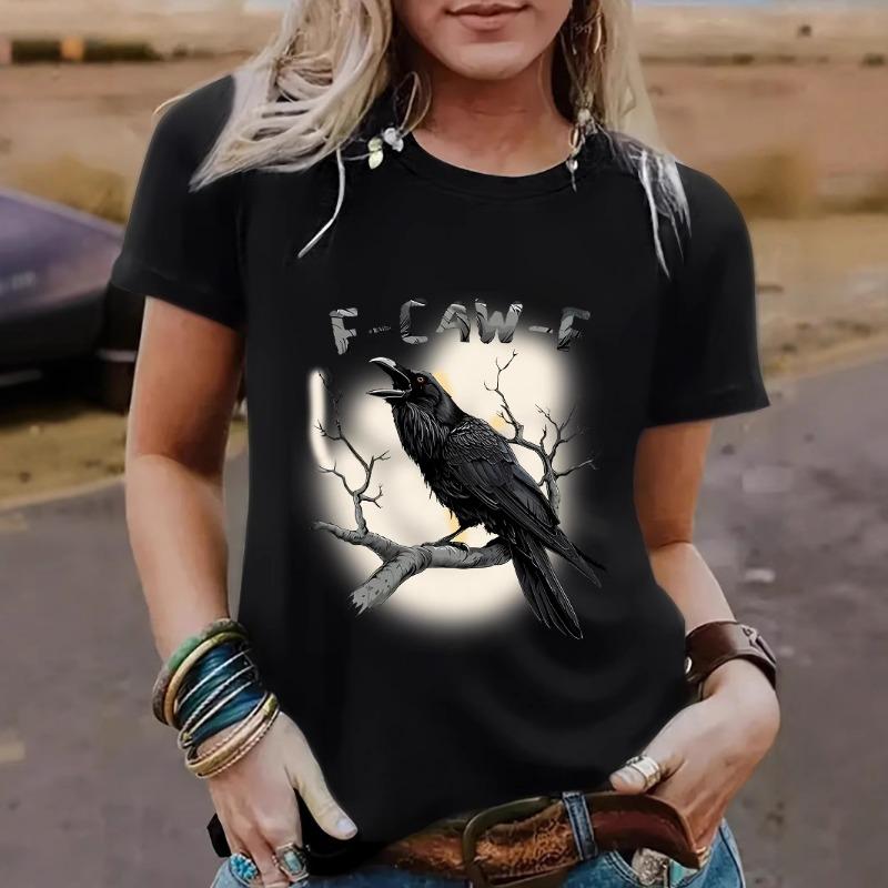 Women's Eagle Print Fashionable Loose Casual Short-sleeved Round-neck T-shirt