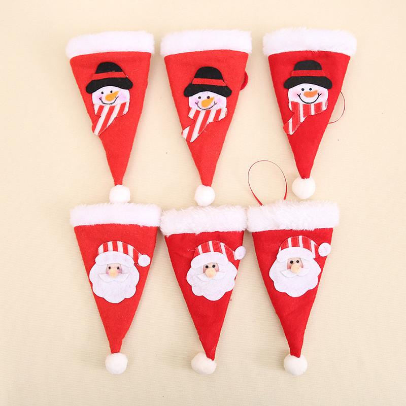 Beautifully Christmas Crafted Flatware Covers Set With Santa And Snowman Hat Designs For Festive Dining