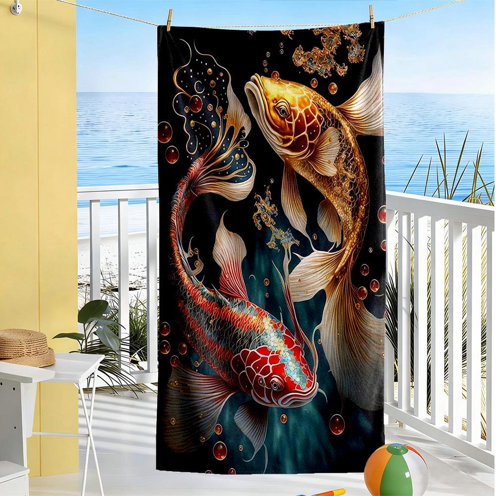 Fish Beach Towel High Absorbency & Quick-Dry Comfortable Lightweight Perfect for Traveling Yoga Camping and Swimming