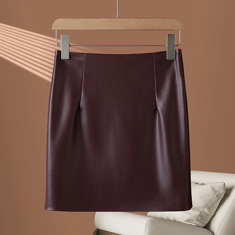 2026 Autumn/Winter Women's High Waist Genuine Lambskin Leather Skirt - Slimming, Hip-Hugging, and Sexy.