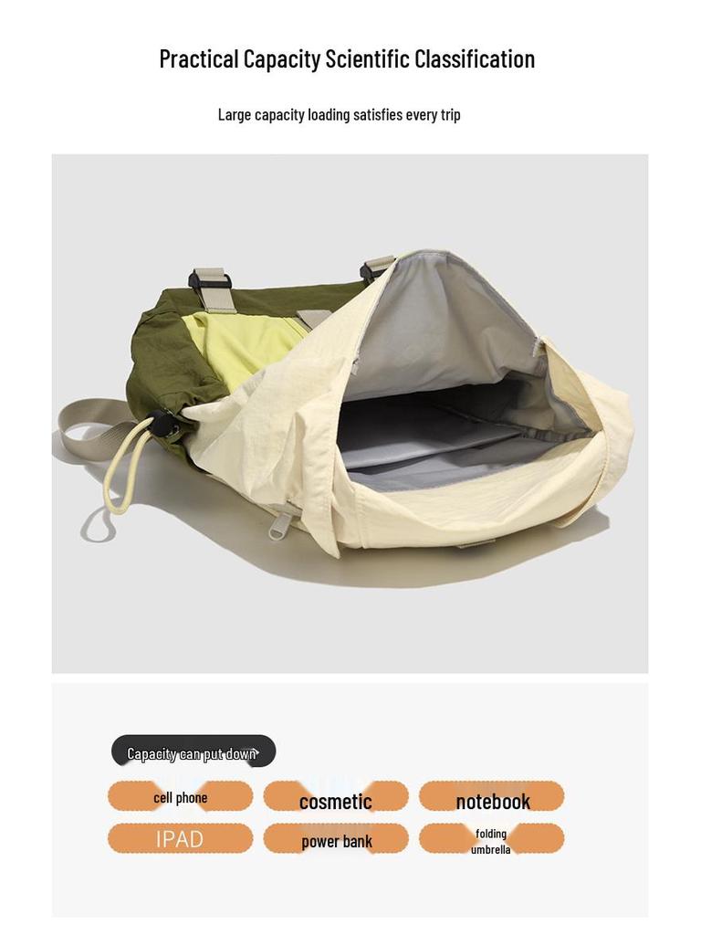 Lightweight Colorblock Sport Travel Backpack with Multi-Pocket Flap for Students