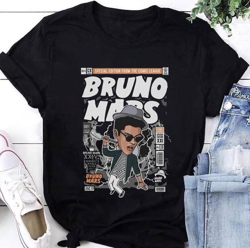 Bruno Mars Comic Style T-Shirt, Bruno Mars World Tour 2024 Shirt, Bruno Fans Tee Unisex T-Shirt S
