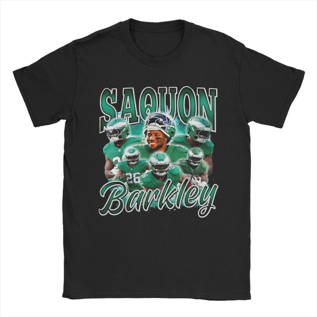 Saquon Barkley Fly The Reverse Hurdle T Shirt for Men 100% Cotton Funny T-Shirt Rugby Eagle Tees Short Sleeve Clothes Plus Size