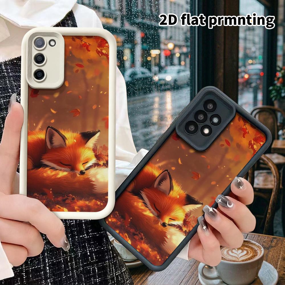Phone Case: 2D Flat Samsung Galaxy A34 A35 M05 M06 S20 S22 S21 FE Plus 5G Tiered Protective Case, Sleeping Red Fox, Christmas and Halloween Gift