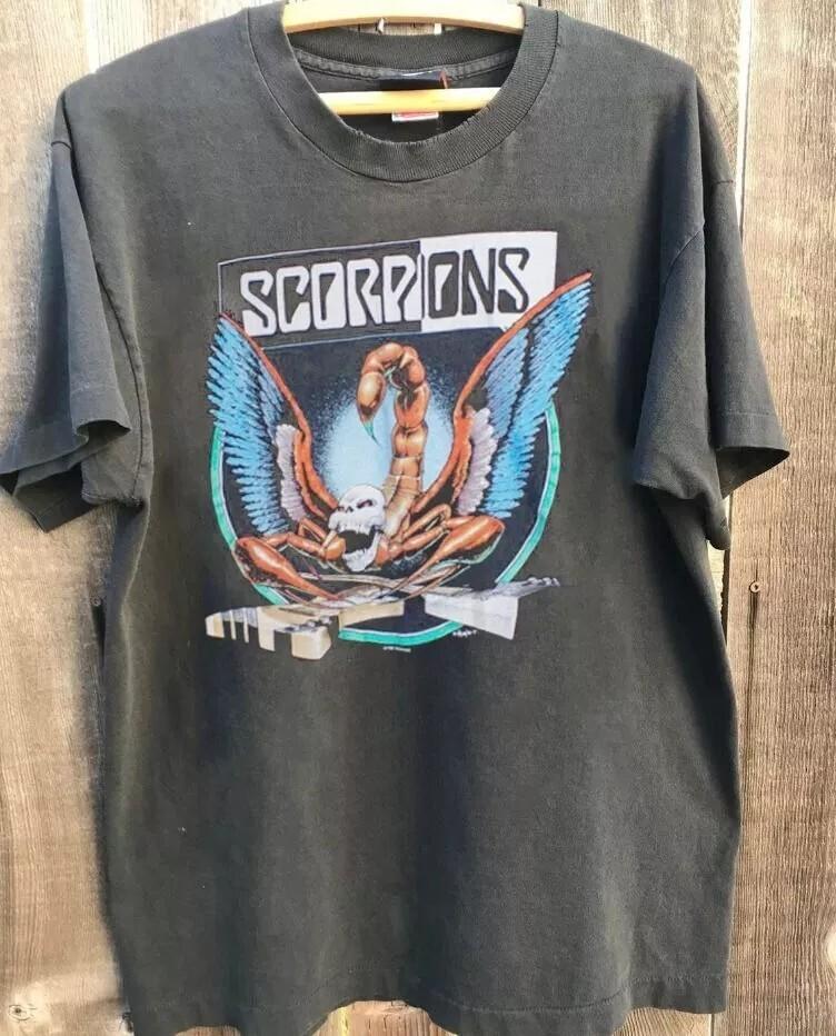 Футболка группы Scorpions, Футболка Scorpions в ретро-стиле, Угольно-серая футболка, Унисекс S-5XL, Унисекс футболка XL