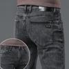 Men's Black Stretch Business Jeans – Autumn/Winter, Thick Style, Sizes 28-40, Available in Two Colors