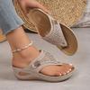 Fashion Bling Crystal Soft Platform Sandals Women Summer 2025 Clip Toe Non-Slip Wedge Sandals Woman Thick Bottom Casual Flip Flops