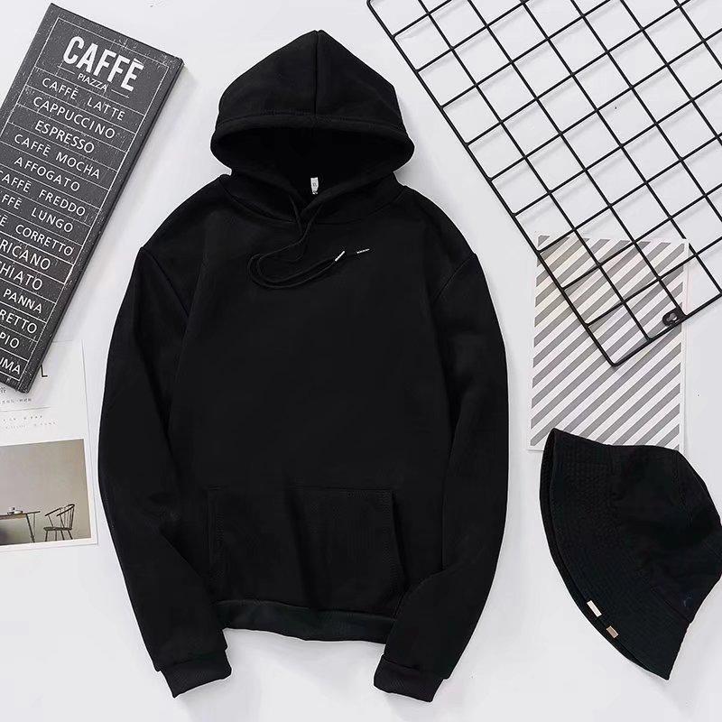 Roupas de outono e inverno masculinas e femininas veludo placa em branco impressão de placa de impressão jaqueta de estudante T-shirt de manga comprida para casal suéter com capuz cor sólida