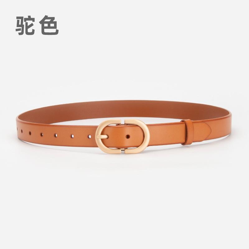 Four Seasons Available New Retro Belt Women'S Needle Buckle Genuine Leather Belt Women'S Versatile Cowboy Decorative Head Layer Cow Belt