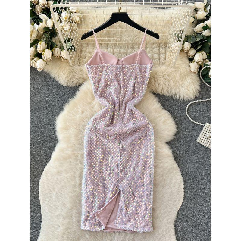 Shiny Summer Niche Design Sling Dress