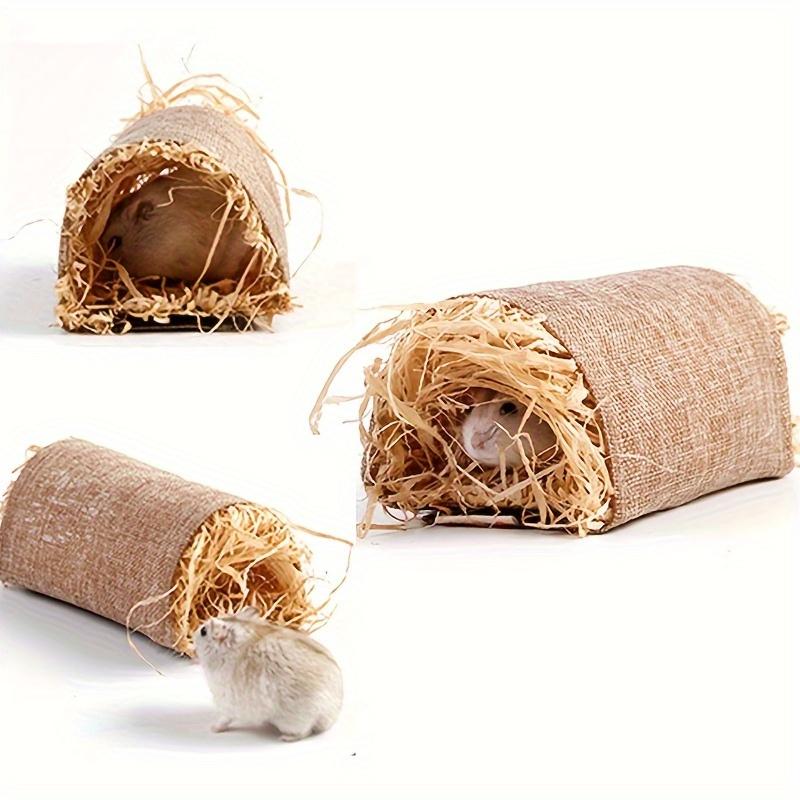 Hideaway Grass Rabbit Hideout Bunny Hideaway Hut Guinea Pig Linen Durable Tunnel with Small Animal Activity Toys