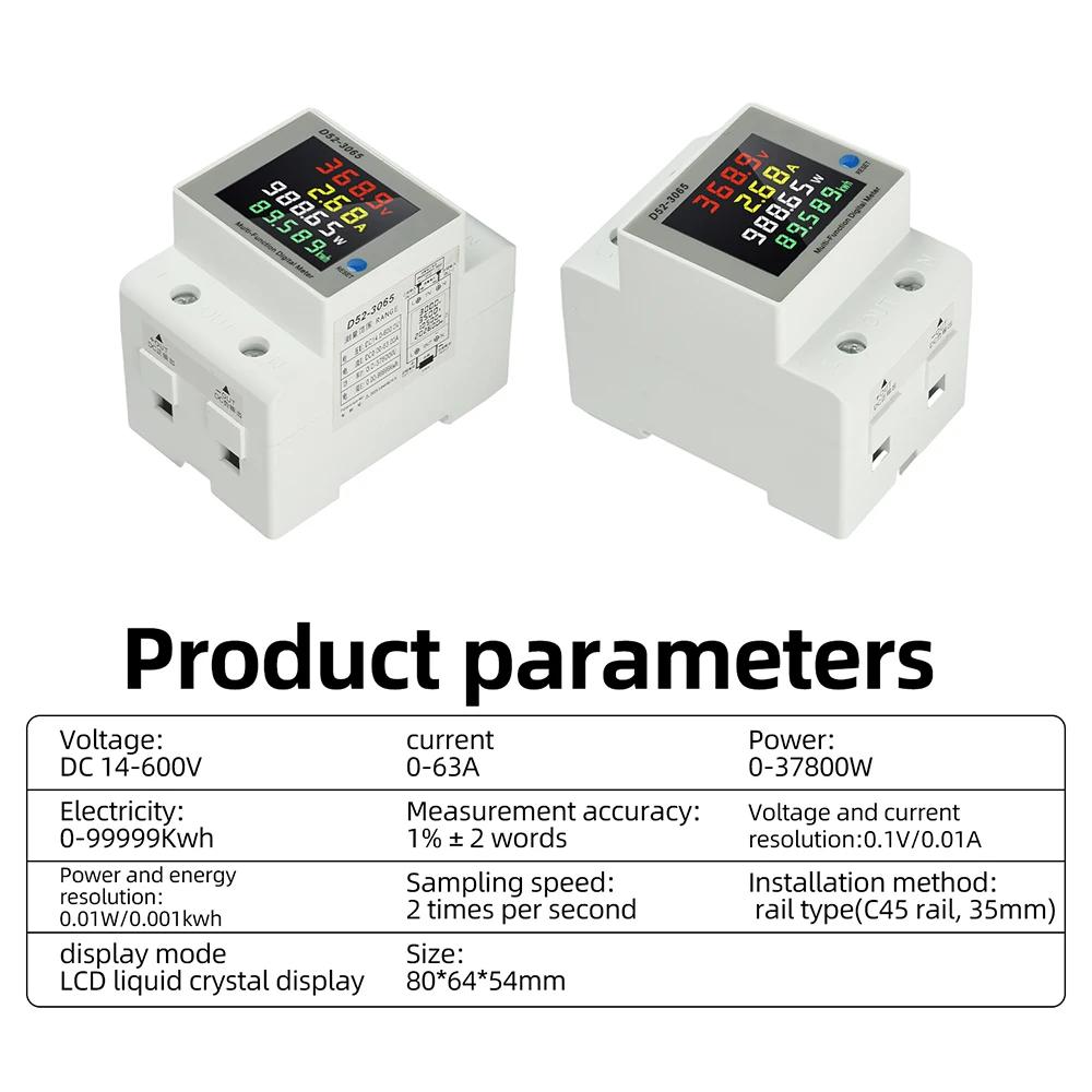 Photovoltaic Voltage Meter Digital Display Voltmeter Ammeter Energy Power Watt Meter for Electrician Tool