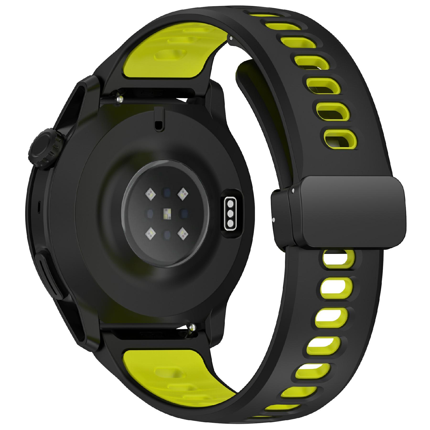 

22mm Magnetic Buckle Dual Color Silicone Strap for Coros Pace 4/3/Apex 4 42mm/Apex 2 Pro/Apex Pro/Apex 46mm Quick Release Watch Band