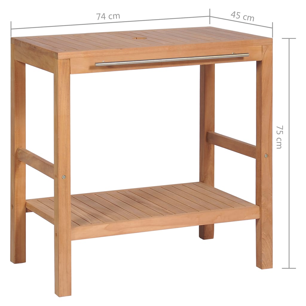 Solid Teak Bathroom Vanity Cabinet 74 x 45 x 75 cm