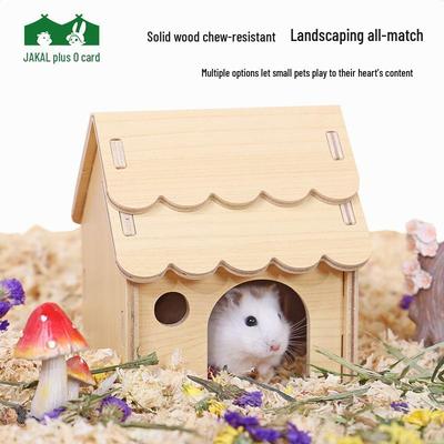 Hamstergömställe i massivt trä: Litet husleksak & bo med stegplattform
