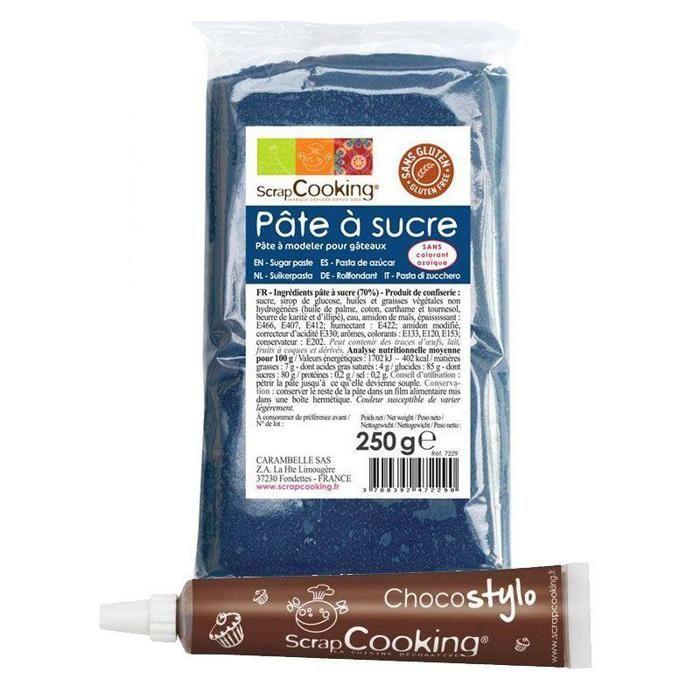 Dark Blue Sugar Paste 250 G + Chocolate Pen