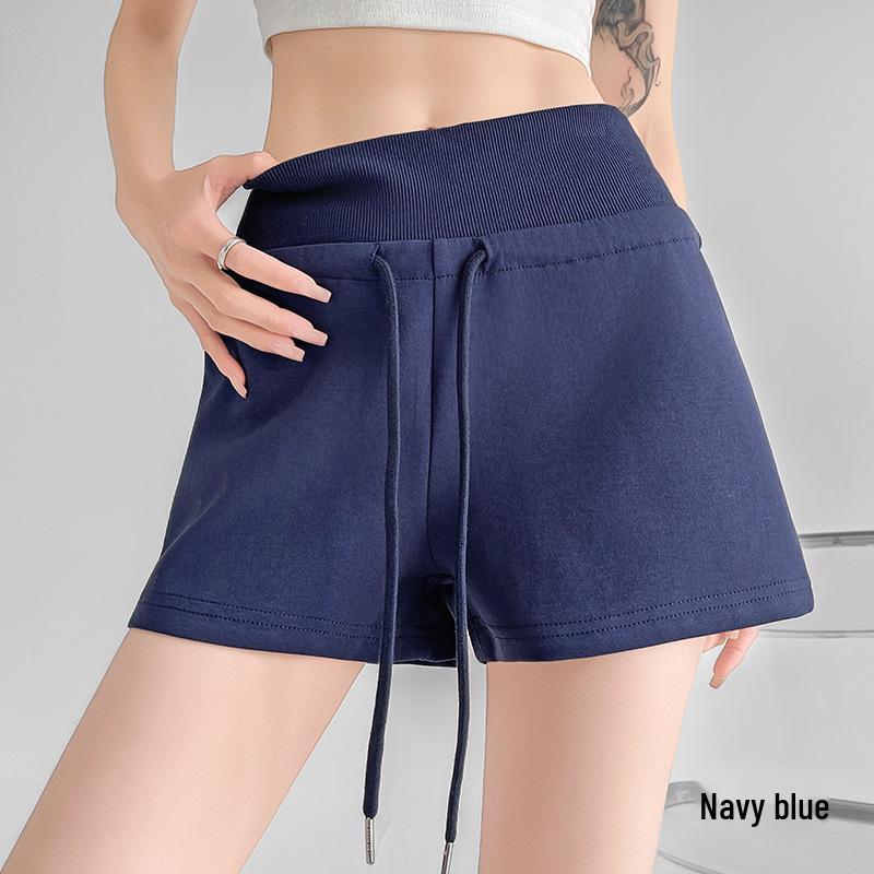 

Спортивные шорты А-силуэта на кулиске в американском стиле Douyin (Женское лето 2025) S темно-синий